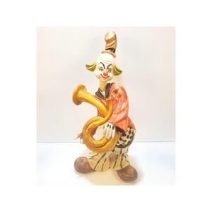 Vintage Italy Resin 10" Tall Clown Circus Act Sousaphone Figure Figurine Statue